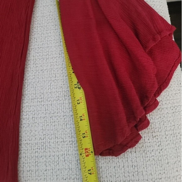 Entro Womens Burgundy Bohemian Long Bell Sleeve Dress with Crochet Accent Detail - Picture 14 of 16